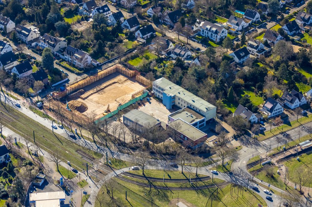 Aerial image Düsseldorf - Construction site from the construction of a senior and age-appropriate residential complex on street Kaiserswerther Strasse in the district Stockum in Duesseldorf at Ruhrgebiet in the state North Rhine-Westphalia, Germany