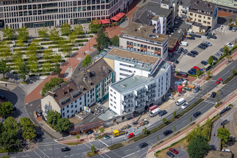 Aerial photograph Hamm - Construction site from the construction of a senior and age-appropriate residential complex Kleist-Residenz Neue Bahnhofstrasse in Hamm at Ruhrgebiet in the state North Rhine-Westphalia, Germany