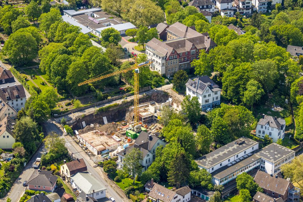 Aerial image Wetter (Ruhr) - Construction site from the construction of a senior and age-appropriate residential complex Haus Magdalena on street Hartmannstrasse - Von-der-Recke-Strasse in the district Volmarstein in Wetter (Ruhr) at Ruhrgebiet in the state North Rhine-Westphalia, Germany