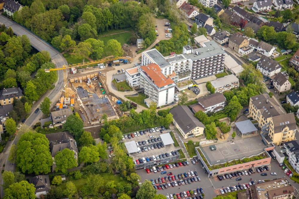 Herdecke from above - Construction site from the construction of a senior and age-appropriate residential complex on Goethestrasse in the district Westende in Herdecke in the state North Rhine-Westphalia, Germany