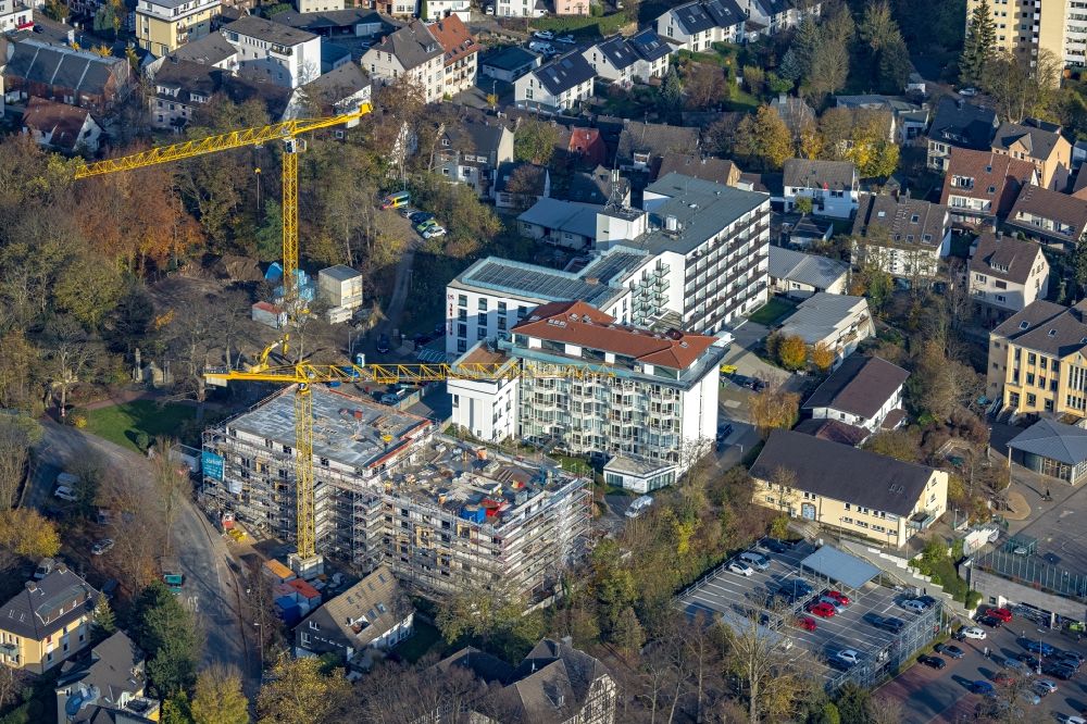 Aerial image Herdecke - Construction site from the construction of a senior and age-appropriate residential complex on Goethestrasse in the district Westende in Herdecke in the state North Rhine-Westphalia, Germany
