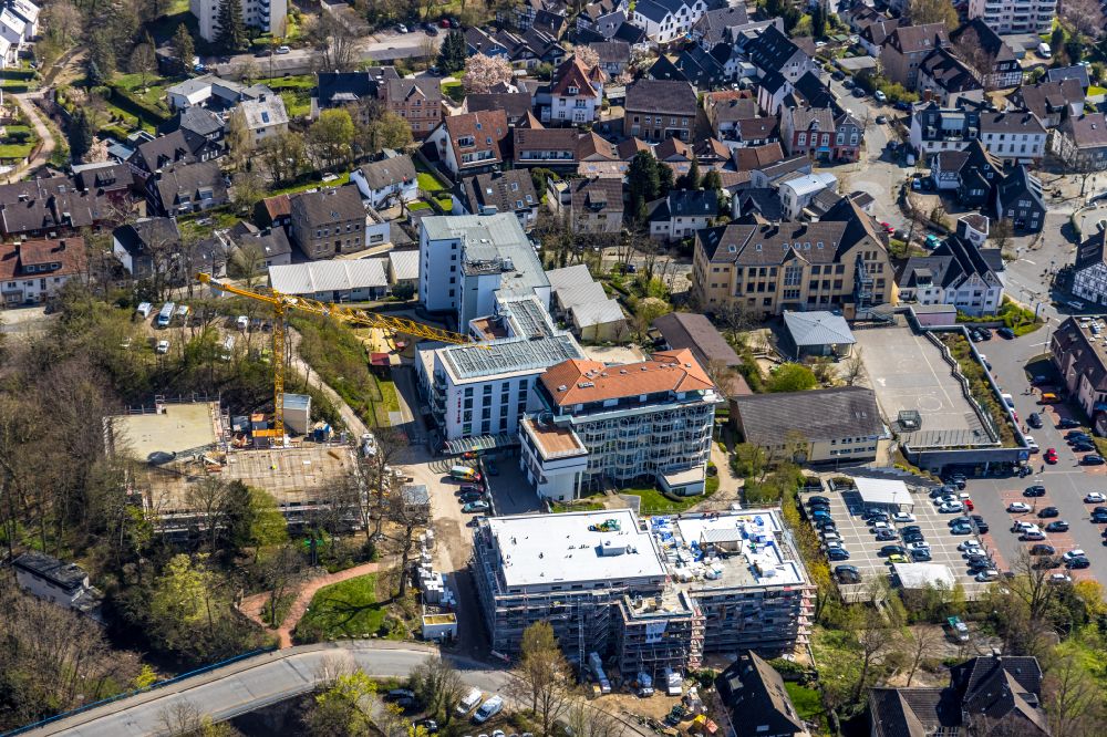 Aerial photograph Herdecke - Construction site from the construction of a senior and age-appropriate residential complex on Goethestrasse in the district Westende in Herdecke in the state North Rhine-Westphalia, Germany