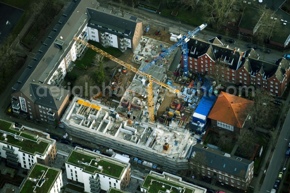 Aerial photograph Hamburg - Construction site from the construction of a senior and age-appropriate residential complex Alexanderstrasse corner Minenstrasse in the district Sankt Georg in Hamburg, Germany