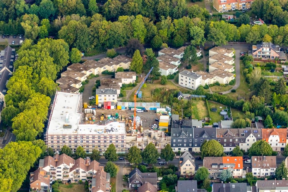 Bochum from the bird's eye view: Construction site from the construction of a senior and age-appropriate residential complex of living quarters Am Beisenkamp Am Beisenkamp - Parkstrasse in the district Wattenscheid in Bochum in the state North Rhine-Westphalia, Germany