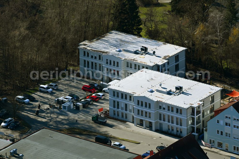 Werneuchen from the bird's eye view: Construction site from the construction of a senior and age-appropriate residential complex on street Breite Strasse in Werneuchen in the state Brandenburg, Germany