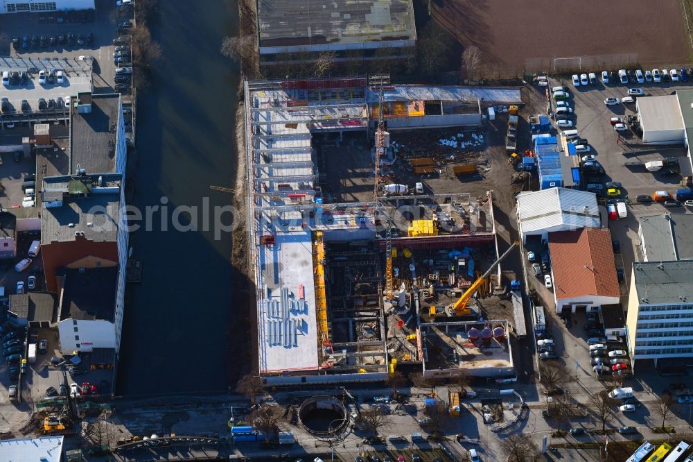 Aerial photograph Hamburg - Construction site at the car dealership of the car of Auto Wichert GmbH on Ausschlaeger Weg in the district Hammerbrook in Hamburg, Germany