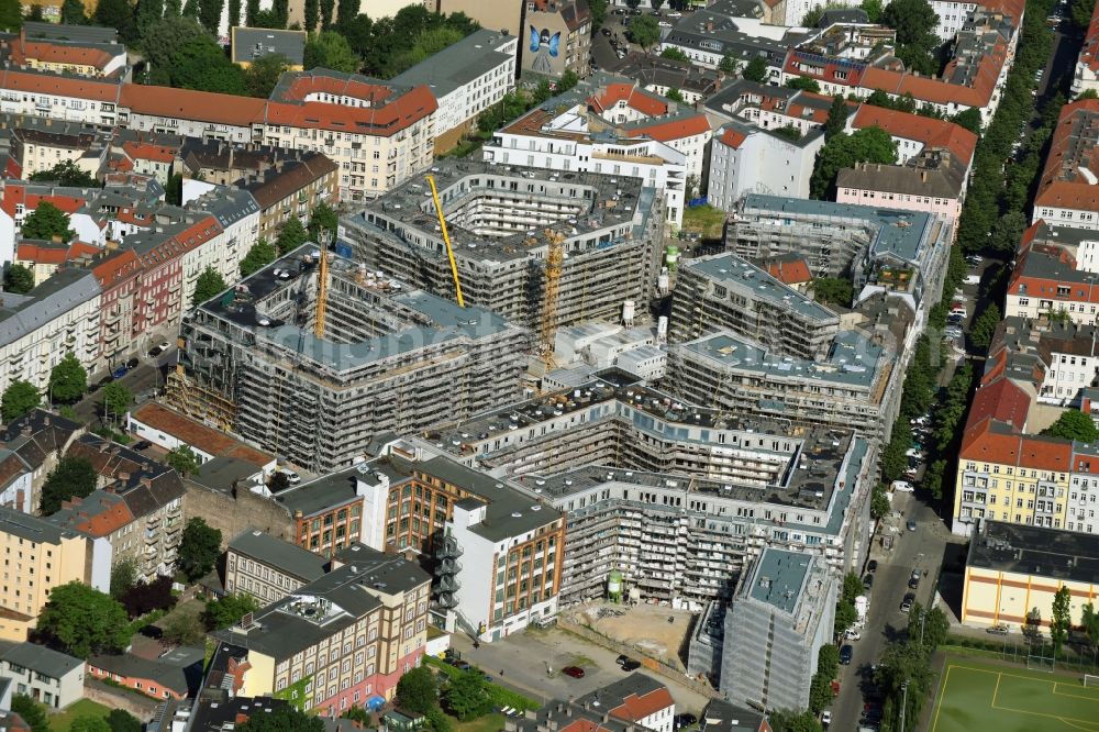 Aerial photograph Berlin - Site Box Seven on Freudenberg complex in the residential area of the Boxhagener Strasse in Berlin Friedrichshain
