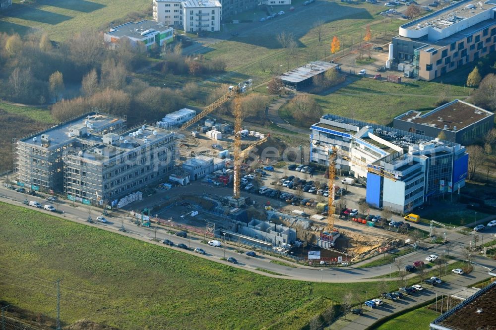 Potsdam from the bird's eye view: Building site office building Am Muehlenberg in the district Golm in Potsdam in the state Brandenburg, Germany