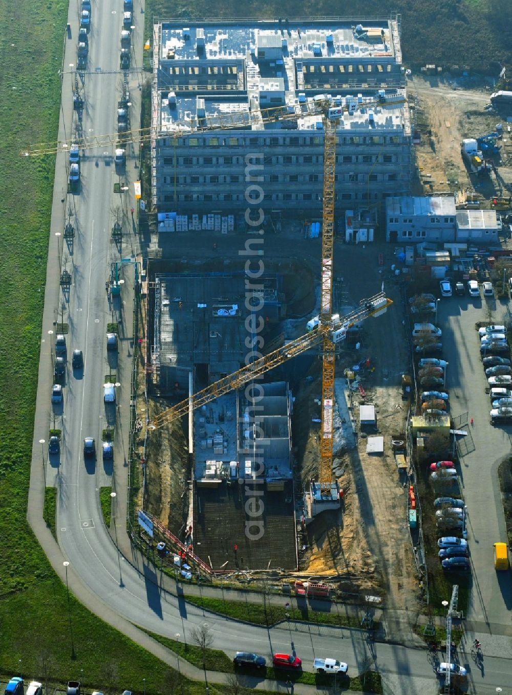 Aerial image Potsdam - Building site office building Am Muehlenberg in the district Golm in Potsdam in the state Brandenburg, Germany