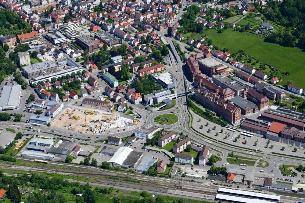 Tuttlingen from the bird's eye view: Building site office building on place Aesculap-Platz in Tuttlingen in the state Baden-Wuerttemberg, Germany