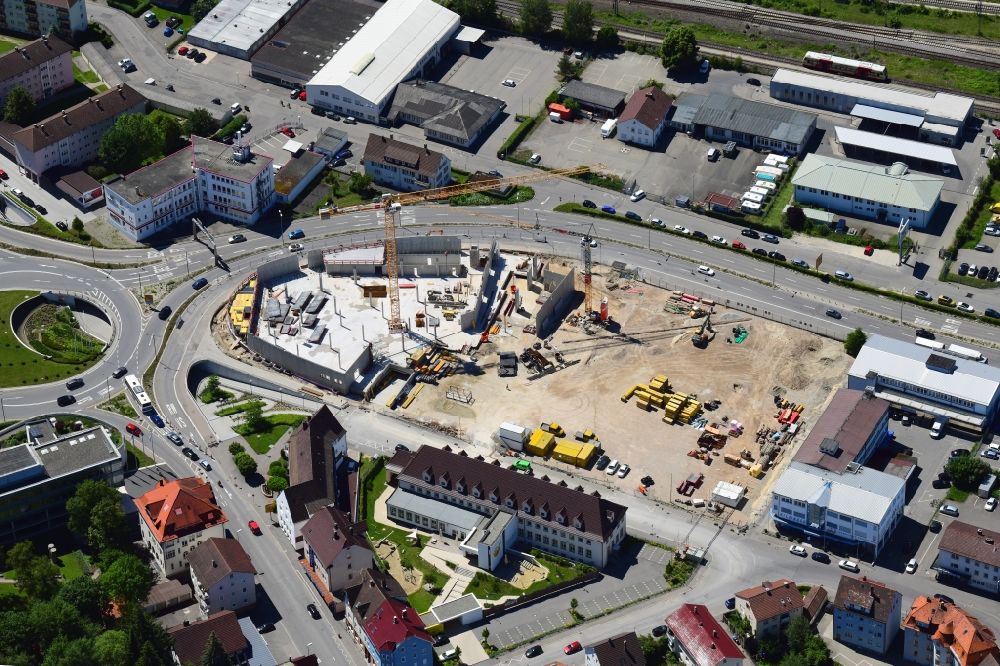 Tuttlingen from the bird's eye view: Building site office building on place Aesculap-Platz in Tuttlingen in the state Baden-Wuerttemberg, Germany