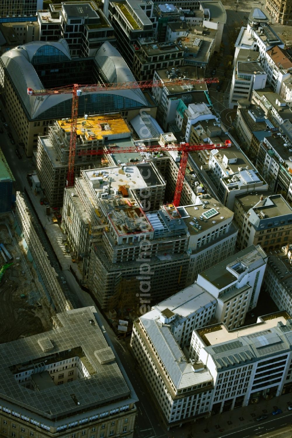 Aerial photograph Frankfurt am Main - Building site office building Junghof Plaza in Frankfurt in the state Hesse, Germany
