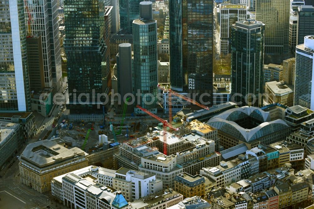 Aerial image Frankfurt am Main - Building site office building Junghof Plaza in Frankfurt in the state Hesse, Germany