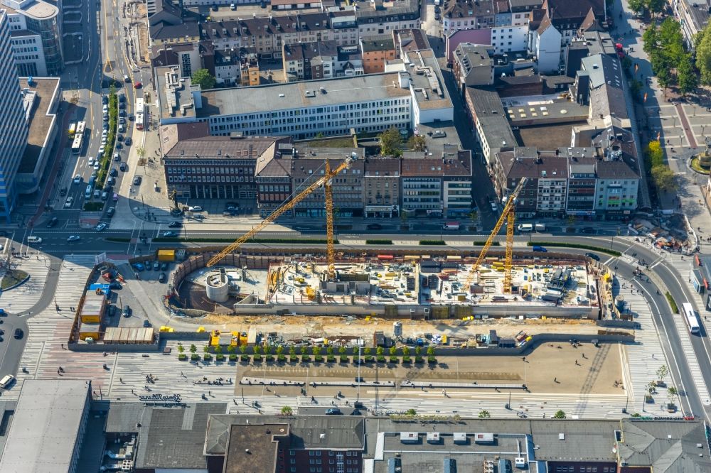 Aerial image Duisburg - Building site office building Mercator One on Mercatorstrasse in Duisburg in the state North Rhine-Westphalia, Germany