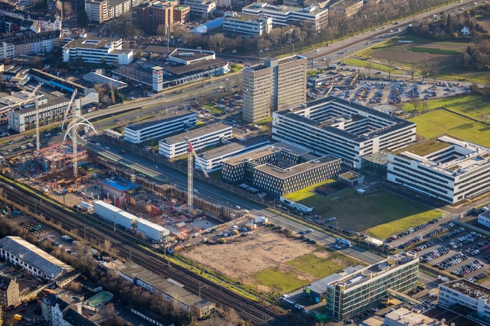 Aerial image Düsseldorf - Building site office building Mizal Offices Visions on Campus of CODIC DEVELOPMENT GMBH on Plockstrasse in Duesseldorf in the state North Rhine-Westphalia, Germany