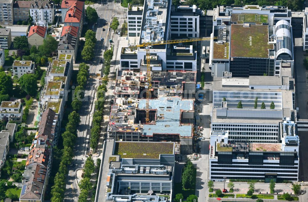 München from the bird's eye view: Building site office building Neue Balan of Allgemeine SUeDBODEN Grundbesitz Verwaltung GmbH on Balanstrasse in Munich in the state Bavaria, Germany