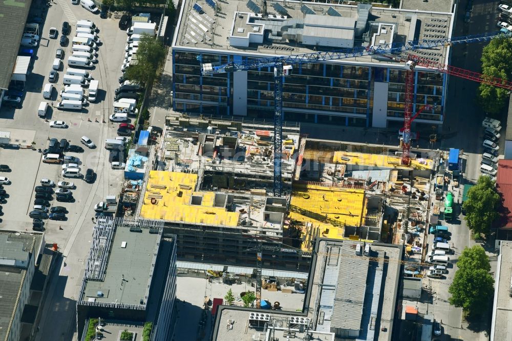 Aerial image München - Building site office building of OPTIMA-AEGIDIUS-FIRMENGRUPPE on Muehldorfstrasse in the district Berg am Laim in Munich in the state Bavaria, Germany