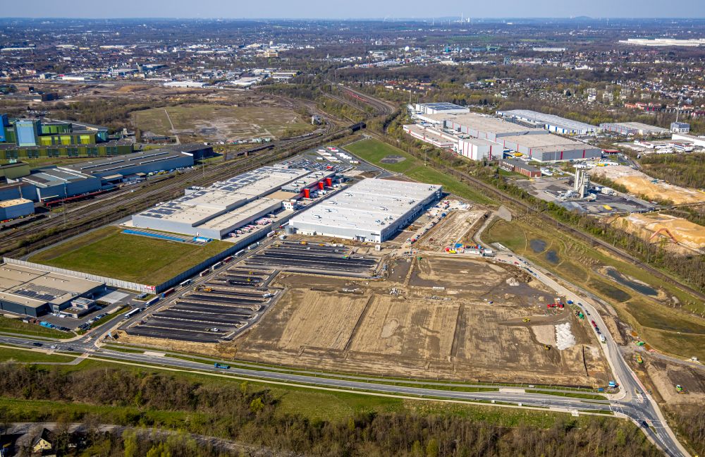 Dortmund from the bird's eye view: Construction site with development and excavation work on the former Hoesch site in Dortmund in the state of North Rhine-Westphalia