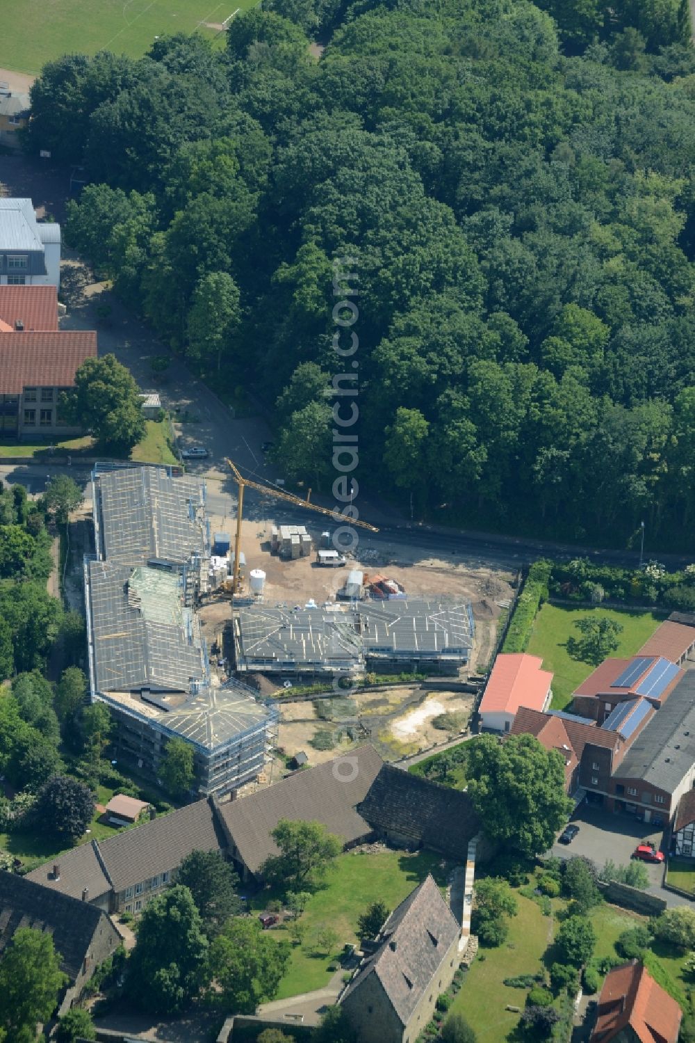 Obernkirchen from above - Construction site for the new building of a complex of the elderly care facilities Sonnenhof in Obernkirchen in the state of Lower Saxony