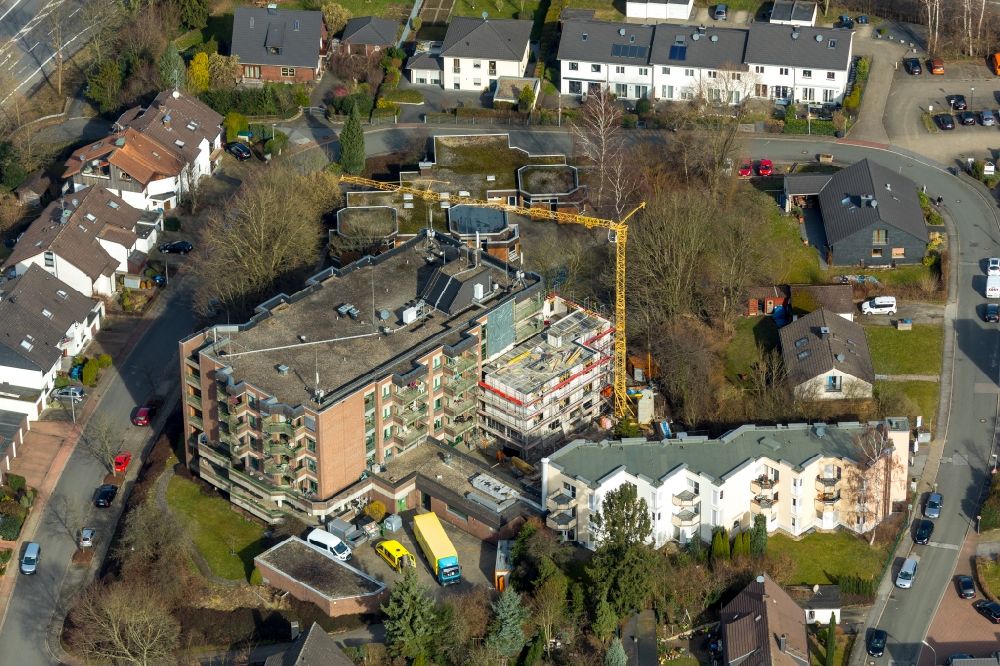 Aerial photograph Sprockhövel - Construction site for an extension to the building of the old people's home - senior residence on the Perthes-ring in Sprockhoevel in the state of North Rhine-Westphalia, Germany