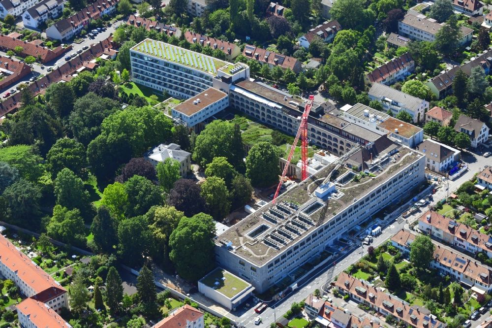 Basel from above - Construction site for the extension on the hospital grounds St. Claraspital in Basel, Switzerland