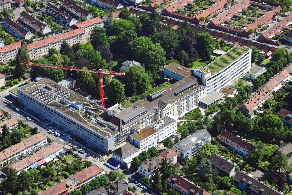 Aerial image Basel - Construction site for the extension on the hospital grounds St. Claraspital in Basel, Switzerland