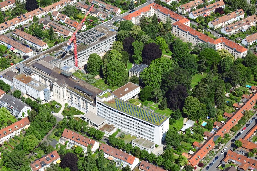Aerial photograph Basel - Construction site for the extension on the hospital grounds St. Claraspital in Basel, Switzerland
