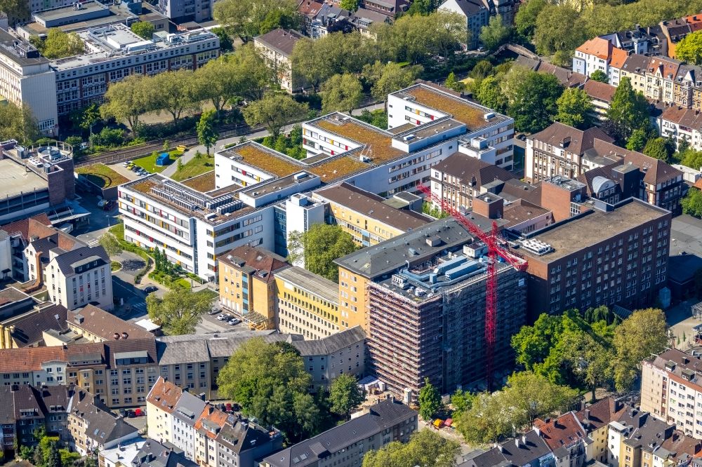 Dortmund from above - Construction site for a new extension to the hospital grounds on Beurhausstrasse in the district Cityring-West in Dortmund at Ruhrgebiet in the state North Rhine-Westphalia, Germany