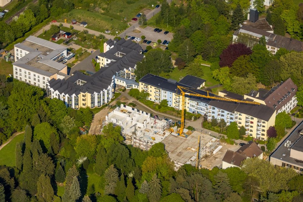 Aerial photograph Witten - Construction site for a new extension to the hospital grounds Evangelisches Krankenhaus Witten on Pferdebachstrasse in Witten in the state North Rhine-Westphalia, Germany