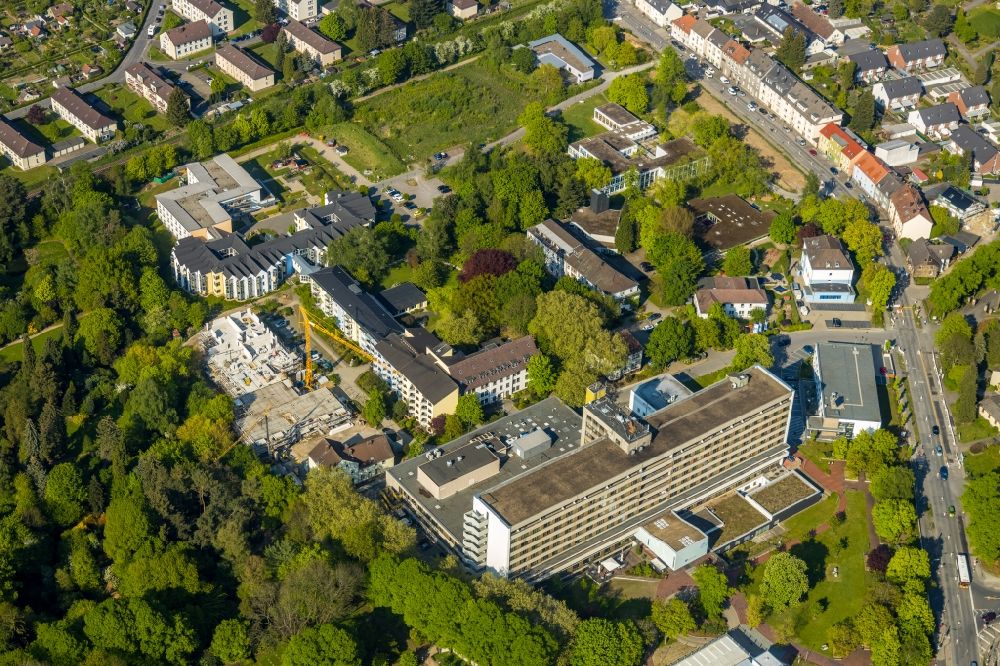 Aerial image Witten - Construction site for a new extension to the hospital grounds Evangelisches Krankenhaus Witten on Pferdebachstrasse in Witten in the state North Rhine-Westphalia, Germany