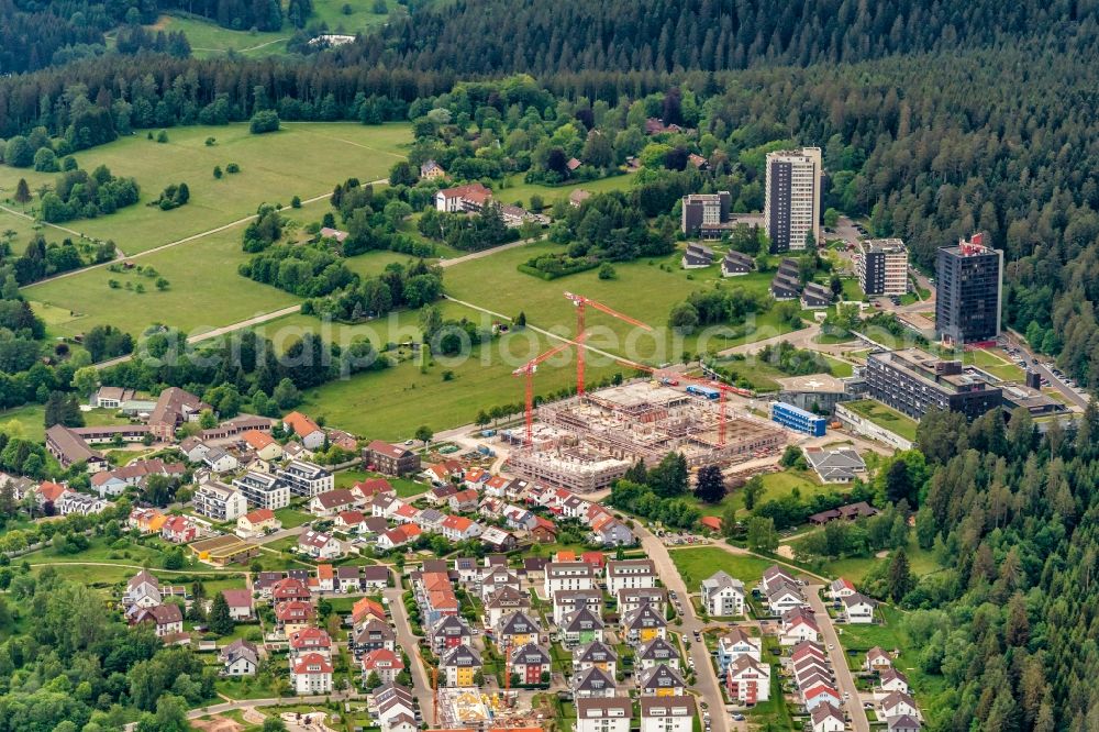 Aerial photograph Freudenstadt - Construction site for a new extension H-Quadrat to the hospital grounds in Freudenstadt in the state Baden-Wurttemberg, Germany