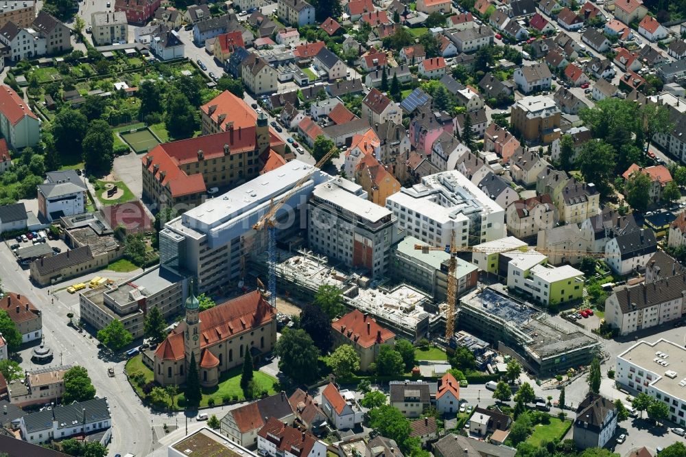 Aerial image Augsburg - Construction site for a new extension to the hospital grounds Josefinum KJF Fachklinik on Kapellenstrasse in Augsburg in the state Bavaria, Germany