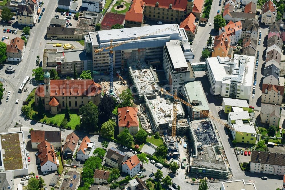 Aerial photograph Augsburg - Construction site for a new extension to the hospital grounds Josefinum KJF Fachklinik on Kapellenstrasse in Augsburg in the state Bavaria, Germany