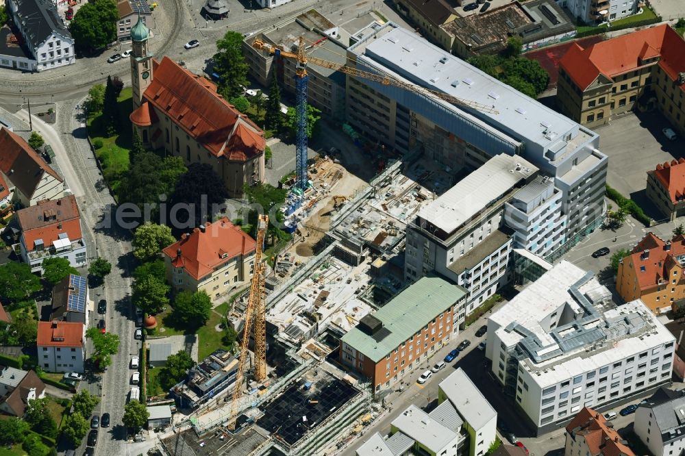 Aerial image Augsburg - Construction site for a new extension to the hospital grounds Josefinum KJF Fachklinik on Kapellenstrasse in Augsburg in the state Bavaria, Germany