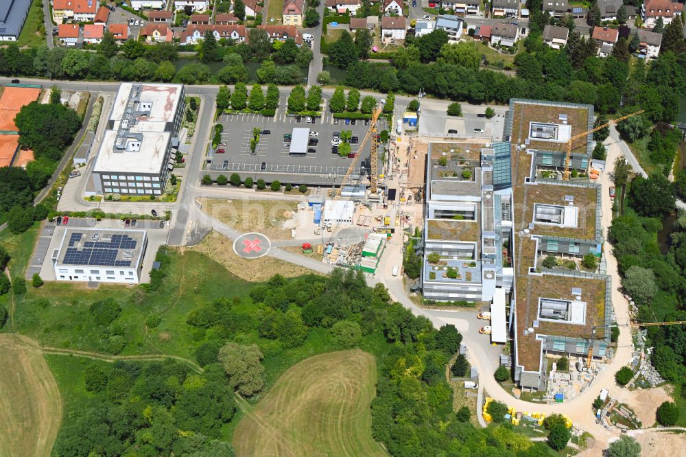 Aerial image Forchheim - Construction site for a new extension to the hospital grounds Klinikum Forchheim of Vereinigten Pfruenderstiftung on street Krankenhausstrasse in Forchheim in the state Bavaria, Germany