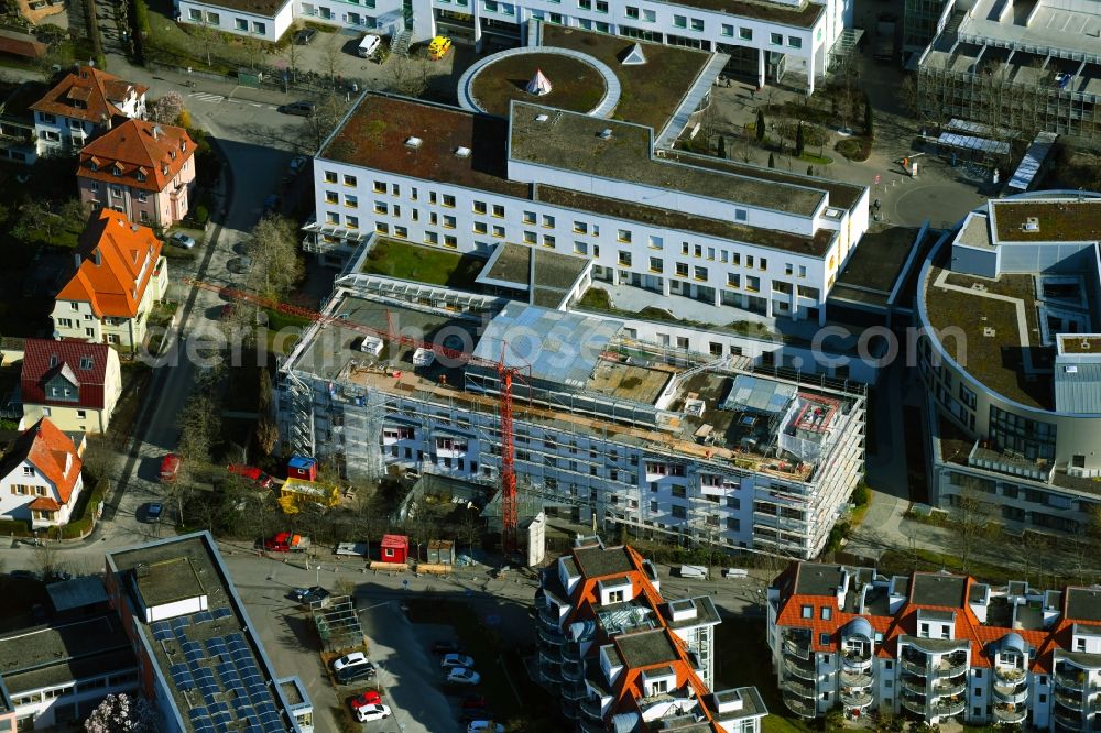 Aerial photograph Ludwigsburg - Construction site for a new extension to the hospital grounds Klinikum Ludwigsburg on Rosenstrasse in Ludwigsburg in the state Baden-Wurttemberg, Germany