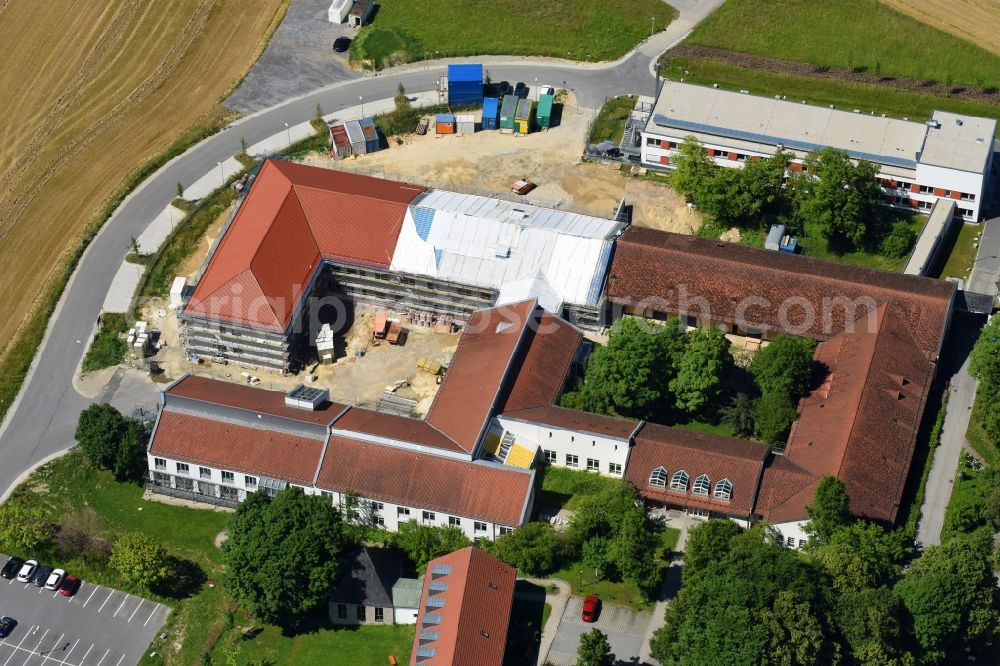 Aerial image Deggendorf - Construction site for a new extension to the hospital grounds in the district Mainkofen in Deggendorf in the state Bavaria, Germany