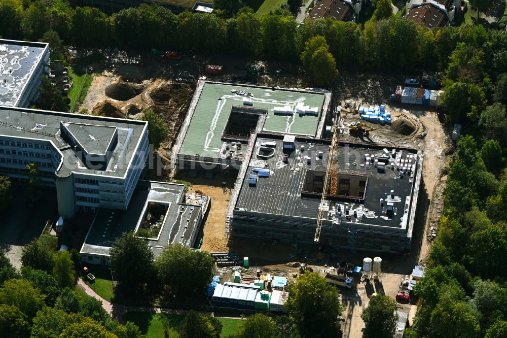 Lüneburg from above - Construction site for a new extension to the hospital grounds Psychiatrische Klinik Lueneburg on street Am Wienebuetteler Weg in the district Ochtmissen in Lueneburg in the state Lower Saxony, Germany