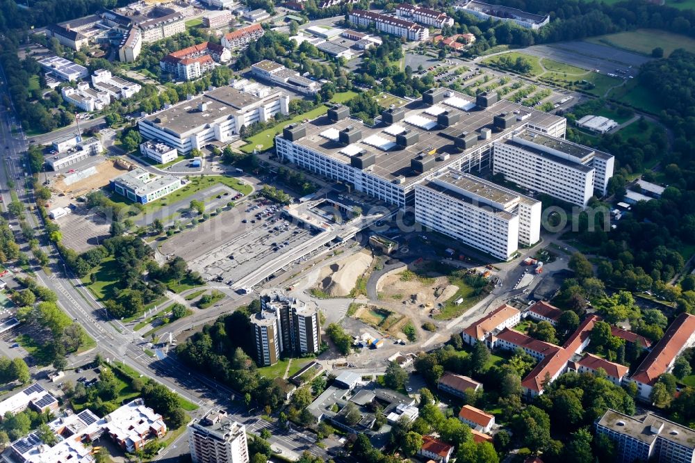 Aerial photograph Göttingen - Construction site for a new extension to the hospital grounds Universitaetsklinikum UMG Goettingen in Goettingen in the state Lower Saxony, Germany