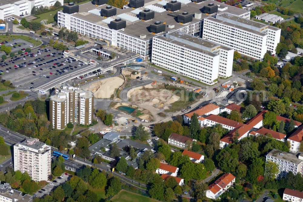 Aerial image Göttingen - Construction site for a new extension to the hospital grounds Universitaetsklinikum UMG Goettingen in Goettingen in the state Lower Saxony, Germany
