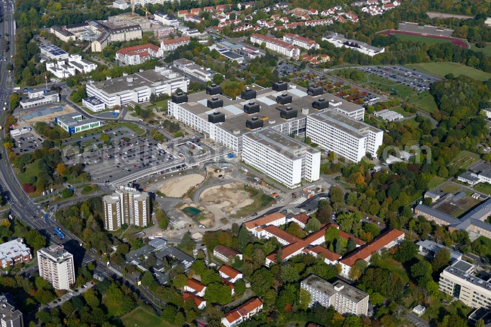 Aerial photograph Göttingen - Construction site for a new extension to the hospital grounds Universitaetsklinikum UMG Goettingen in Goettingen in the state Lower Saxony, Germany