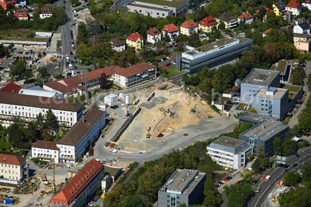 Würzburg from above - Construction site for a new extension to the hospital grounds of Universitaetsklinikum Wuerzburg on Josef-Schneider-Strasse in the district Lengfeld in Wuerzburg in the state Bavaria, Germany