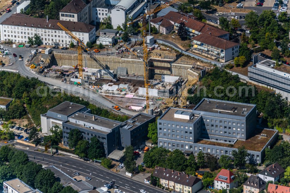 Aerial image Würzburg - Construction site for a new extension to the hospital grounds of Universitaetsklinikum Wuerzburg on Josef-Schneider-Strasse in the district Lengfeld in Wuerzburg in the state Bavaria, Germany