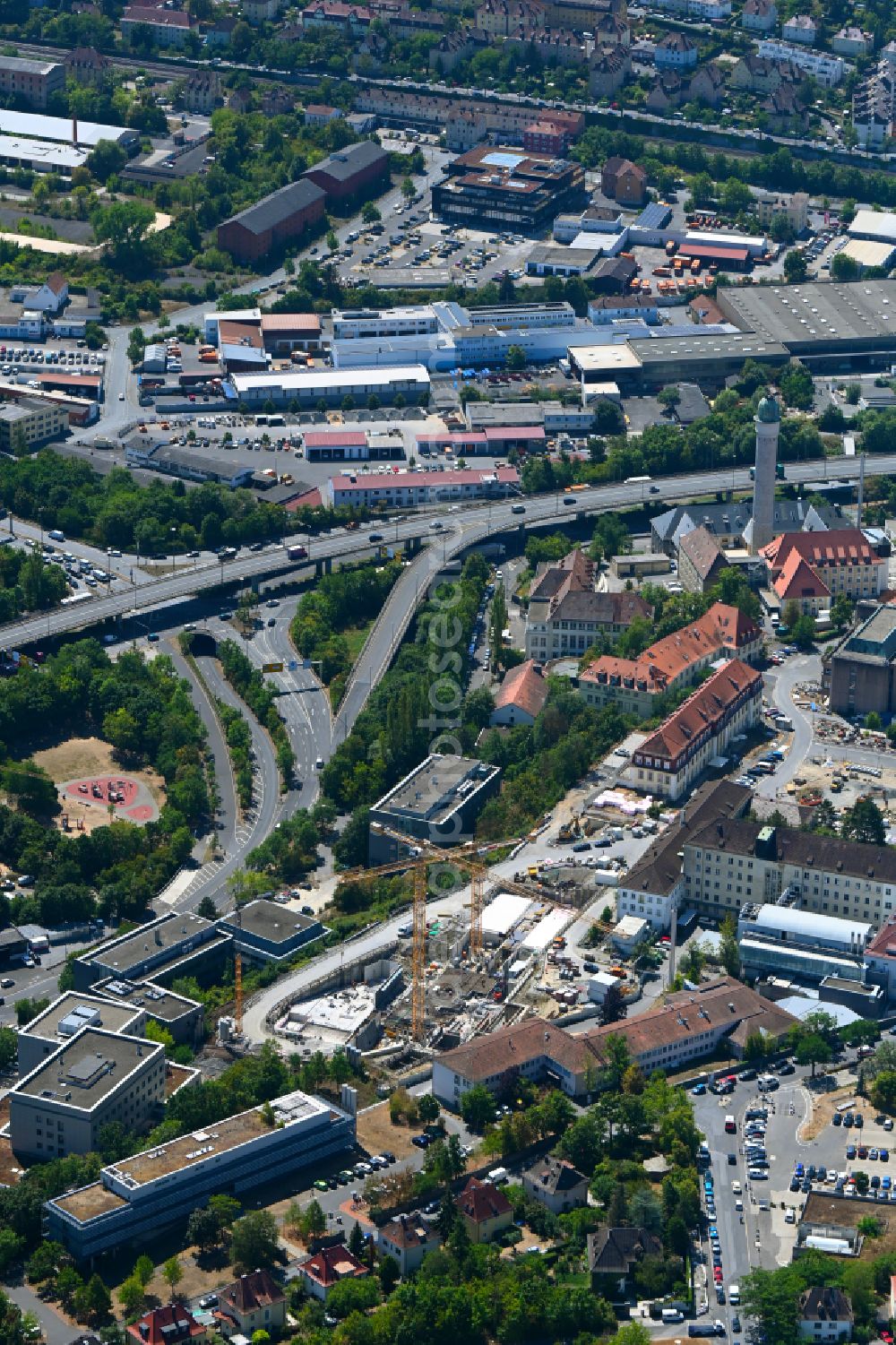 Aerial photograph Würzburg - Construction site for a new extension to the hospital grounds of Universitaetsklinikum Wuerzburg on Josef-Schneider-Strasse in the district Lengfeld in Wuerzburg in the state Bavaria, Germany