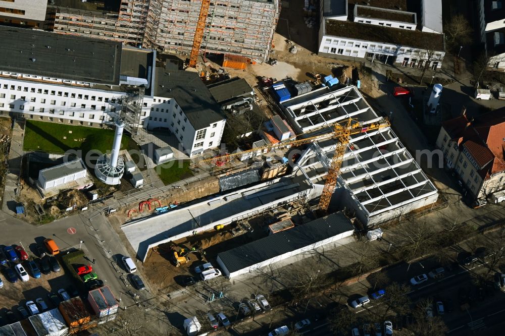 Berlin from above - Construction site for a new extension to the hospital grounds Vivantes Auguste-Viktoria-Klinikum in the district Schoeneberg in Berlin, Germany