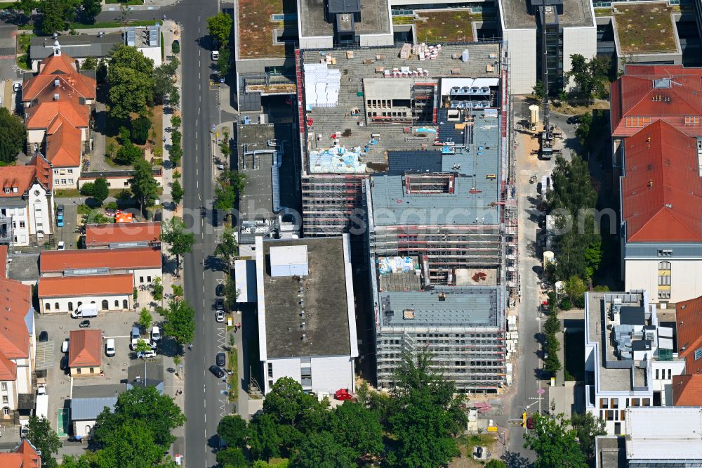 Aerial image Dresden - Construction site for a new extension to the hospital grounds ZSG - Zentrum fuer Seelische Gesundheit on street Fiedlerstrasse in the district Johannstadt in Dresden in the state Saxony, Germany