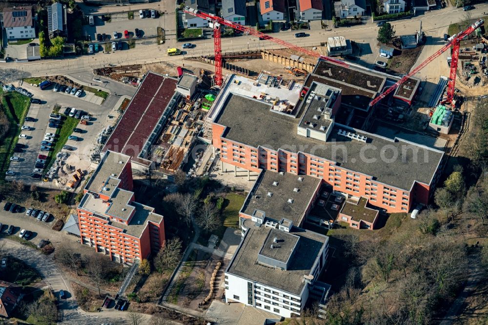 Aerial photograph Emmendingen - Construction site for a new extension to the hospital grounds in Emmendingen in the state Baden-Wuerttemberg, Germany