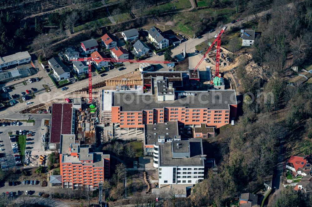 Emmendingen from the bird's eye view: Construction site for a new extension to the hospital grounds in Emmendingen in the state Baden-Wuerttemberg, Germany