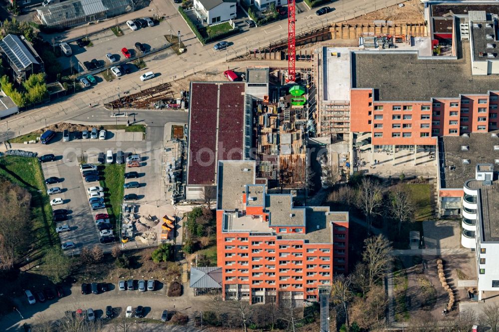 Aerial photograph Emmendingen - Construction site for a new extension to the hospital grounds in Emmendingen in the state Baden-Wuerttemberg, Germany