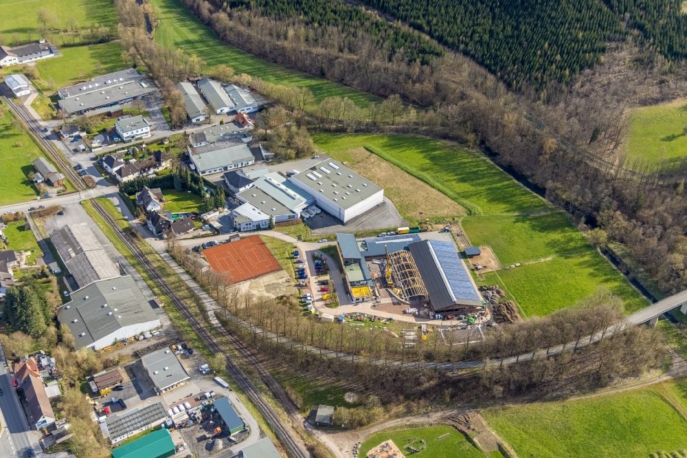 Aerial photograph Sundern (Sauerland) - Construction site for a new extension to the veterinarian grounds for horses and small animals in the district Stemel in Sundern (Sauerland) in the state North Rhine-Westphalia, Germany
